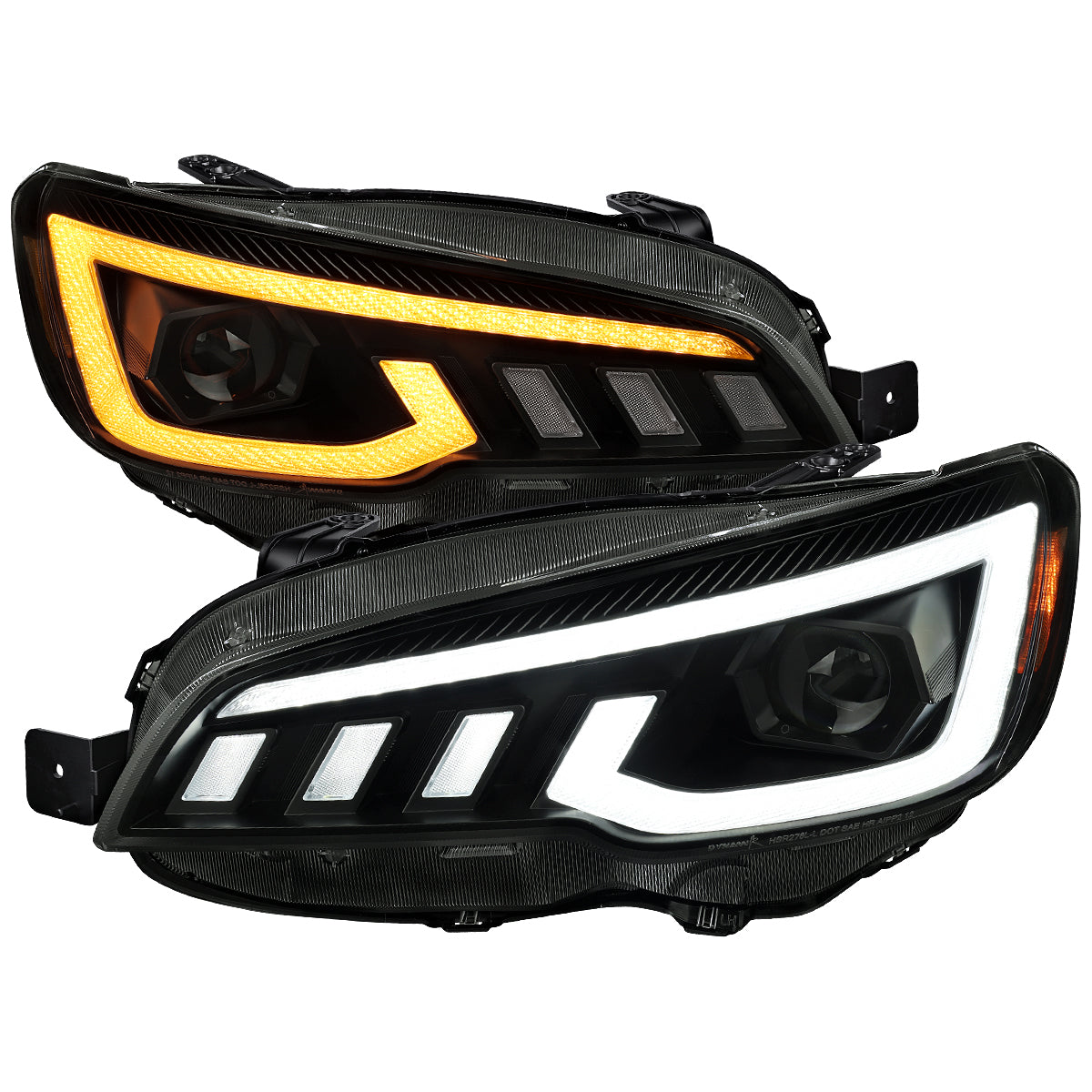 2015-2021 Subaru Impreza WRX STI Projector Headlights Sequential LED Switchback DRL (Black Housing / Smoked Lens)