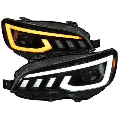 2015-2021 Subaru Impreza WRX STI Projector Headlights Sequential LED Switchback DRL (Black Housing / Smoked Lens)