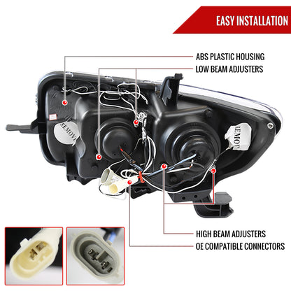 2008-2010 Scion xB Single Halo Projector Headlights (Chrome Housing/Clear Lens)