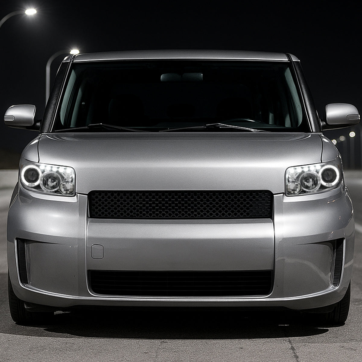 2008-2010 Scion xB Single Halo Projector Headlights (Chrome Housing/Clear Lens)