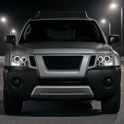 2005-2015 Nissan Xterra Dual Halo Projector Headlights (Chrome Housing/Clear Lens)