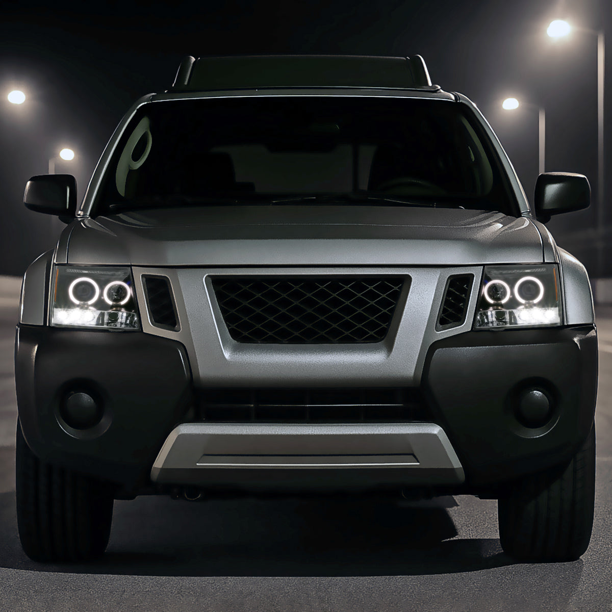 2005-2015 Nissan Xterra Dual Halo Projector Headlights (Matte Black Housing/Clear Lens)