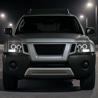 2005-2015 Nissan Xterra Dual Halo Projector Headlights (Matte Black Housing/Clear Lens)