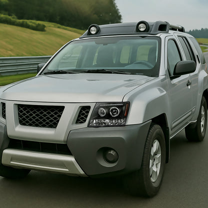 2005-2015 Nissan Xterra Dual Halo Projector Headlights (Matte Black Housing/Clear Lens)