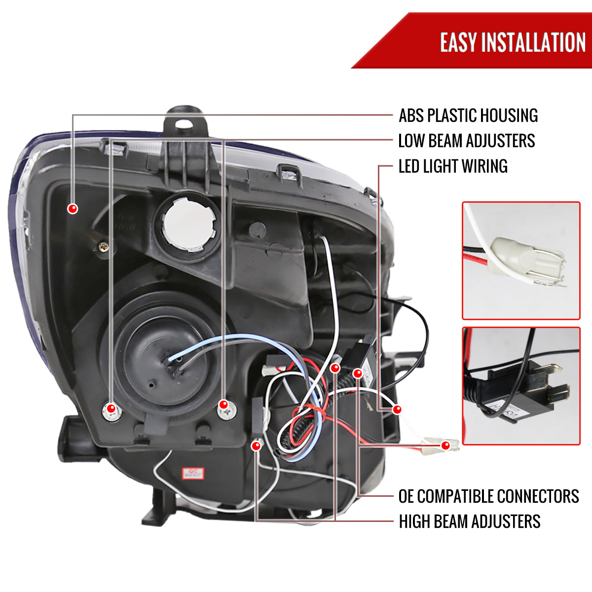 2006-2008 Toyota Yaris Dual Halo Projector Headlights (Matte Black Housing/Clear Lens)