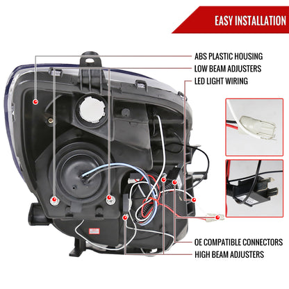 2006-2008 Toyota Yaris Dual Halo Projector Headlights (Matte Black Housing/Clear Lens)