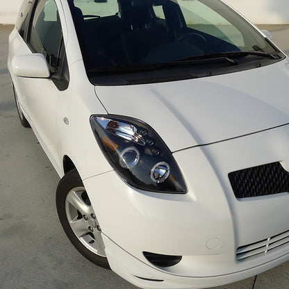 2006-2008 Toyota Yaris Dual Halo Projector Headlights (Matte Black Housing/Clear Lens)