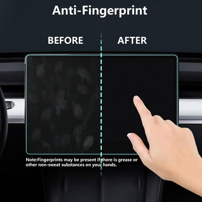 Tesla Model Y Juniper 2025-2026 & Model 3 Highland 2024-2026+ Matte Screen Protector – 2-Pack 15.4” Front & Rear 9H+ Tempered Glass, 16” Front Screen Protector Only, Anti-Glare & Fingerprint Screen Cover