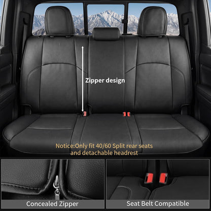 Truck Seat Covers for Toyota Tacoma 2024-2026 Double Cab, Nappa Leather, 3D Laser-Scan Custom Fit, Waterproof, Easy-Clean, Full Coverage, Airbag Compatible, Pet & Scratch Protection