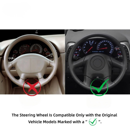 Hand-Stitched Leather Steering Wheel for Corvette C6 2005 (D-Shaped)