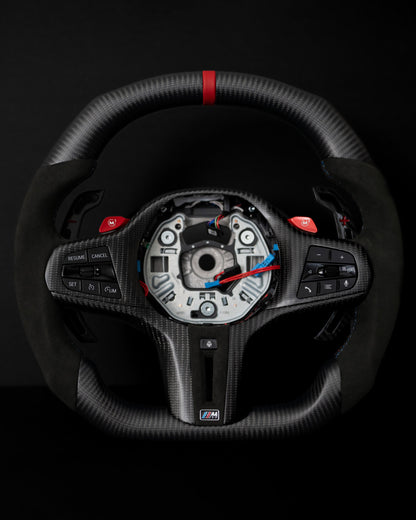 BMW Alcantara Flat Bottom Matte Carbon Fiber Steering Wheel for G Chassis- Carbone's Signature Design for G20 G30 G80 G82 M3 M4 M2 M340i