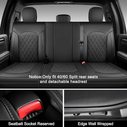 Umbrauto Seat Covers for Silverado/Sierra| Waterproof Leather Pickup Truck Custom Seat Covers Full Set for Chevy Silverado GMC Sierra ,Black