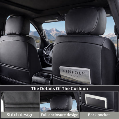 Umbrauto Car Seat Covers for Dodge RAM, Premium Nappa Waterproof Leather Seat Cushion Fits 2009-2026 RAM 1500/2500/3500 Crew Quad Mega Cab with Curved Bench,Full Set, Black