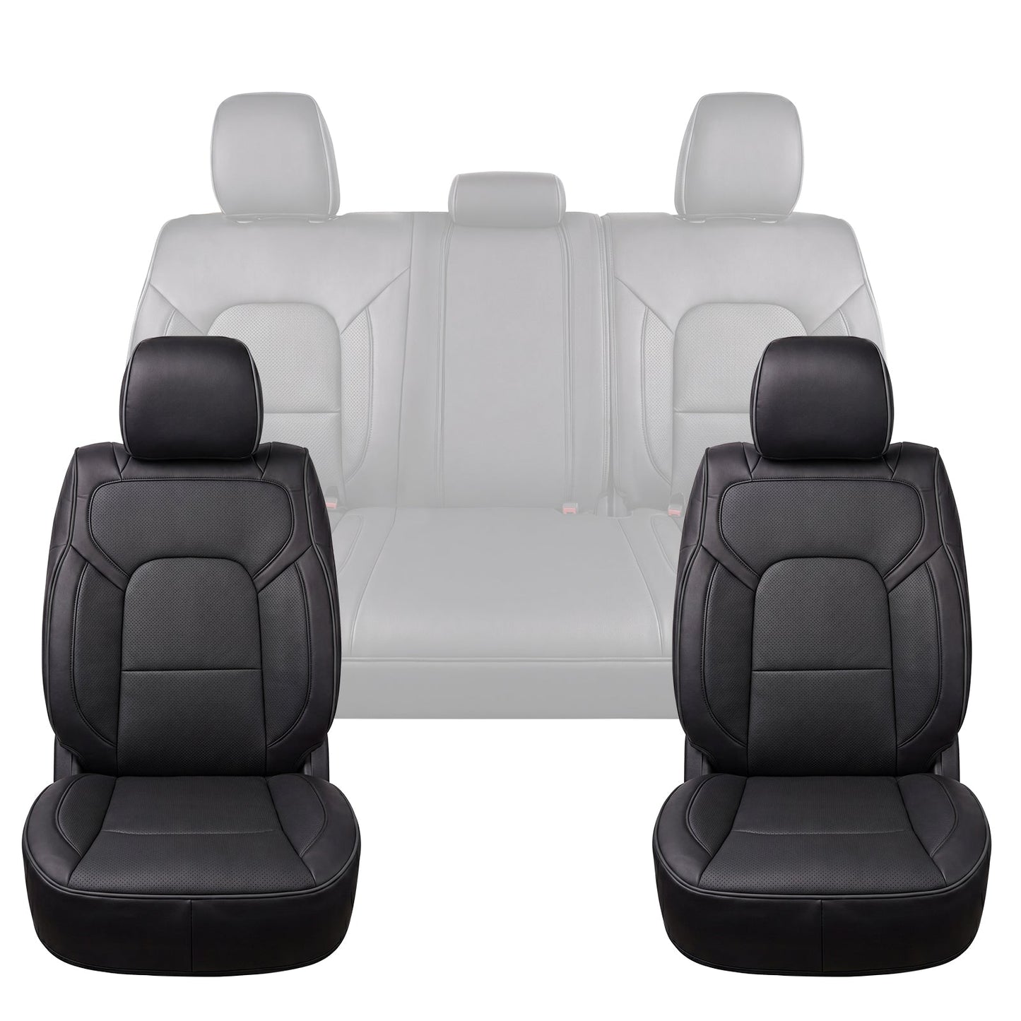 Umbrauto Car Seat Covers for Dodge RAM, Premium Nappa Waterproof Leather Seat Cushion Fits 2009-2026 RAM 1500/2500/3500 Crew Quad Mega Cab with Curved Bench,Full Set, Black
