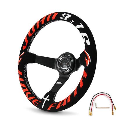 Have Faith Deep Dish 350mm Steering Wheel + Short Hub Adapter Kit For Mustang Focus Fiesta Mazda