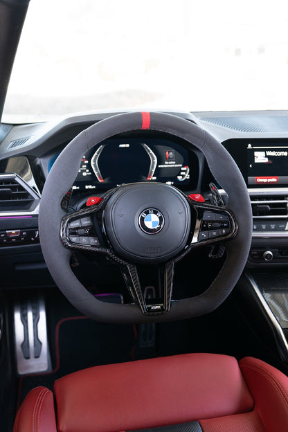 BMW LCI Alcantara Flat Bottom Steering Wheel for G Chassis- CARBONE's Signature Design for G20 G30 G80 G82 M3 M4 M2 M340i M5 M8 F90