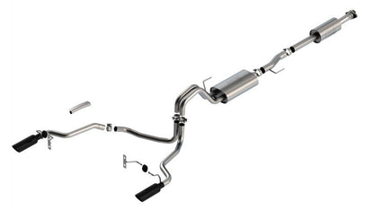 Borla F-150 2021 3.3L CC SB EC STB XL/XLT/Lariat/KR/Plnm/LTD 3/2.25 SRE Cat-Back ATAK Black CHR Tips 140879BC