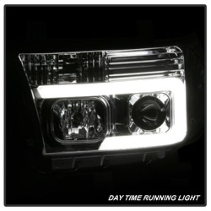 Spyder 07-13 Toyota Tundra V2 Light Bar DRL Projector Headlights - Chrome (PRO-YD-TTU07V2-LB-C) 5084651