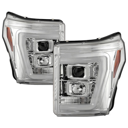Spyder Ford F250/350/450 11-16 V2 High-Power LED Headlights-White Light Bar-Chrome PRO-YD-FS11V2PL-C 5087881