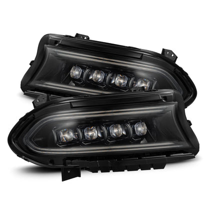 AlphaRex 15-23 Dodge Charger NOVA LED Proj Headlights Alpha-Blk w/Actv Light & Seq.Sig / SB DRL 880500 *Discontinued