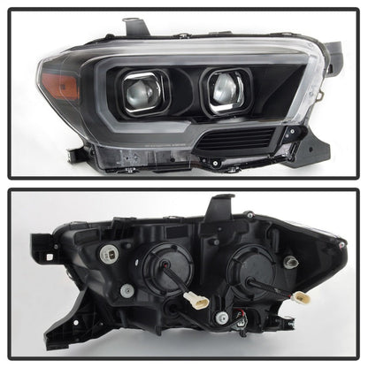 SPYDER xTune Toyota Tacoma 16-18 DRL Light Bar Projector Headlights - Black PRO-JH-TTA16-LBDRL-BK 9039256