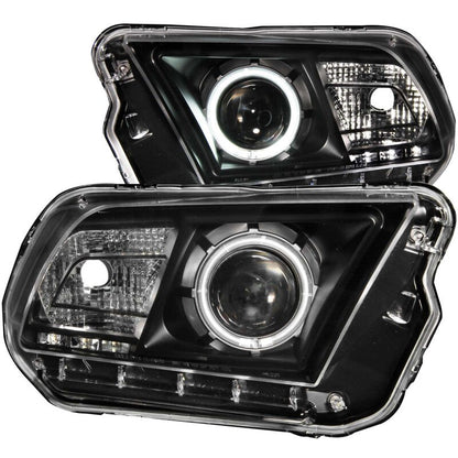 Anzo 2010-2014 Ford Mustang Projector Headlights w/ Halo Black (CCFL)