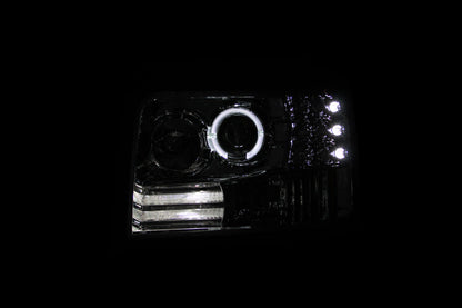 Anzo 1992-1996 Ford F-150 Projector Headlights w/ Halo Chrome w/ Side Marke