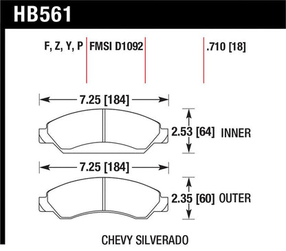 Hawk 07-08 Escalade 6.2 / 07-08 Avalanche Super Duty Front Brake Pads
