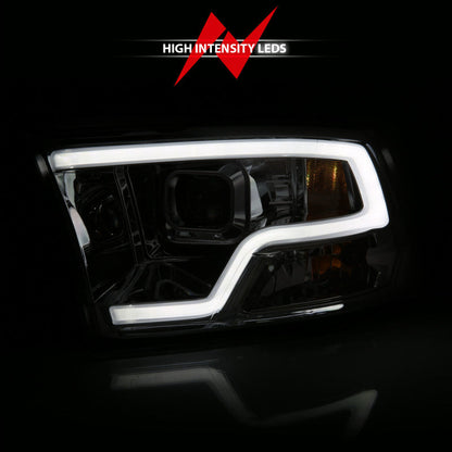 Anzo Dodge Ram 09-18 Projector Plank Style Headlight w/ Halo Chrome Clear A
