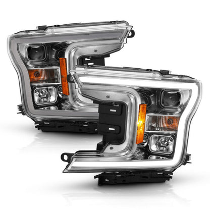 ANZO 2018-2019 Ford F-150 Projector Plank Style H.L. Chrome Amber (Without Switchback) 111468