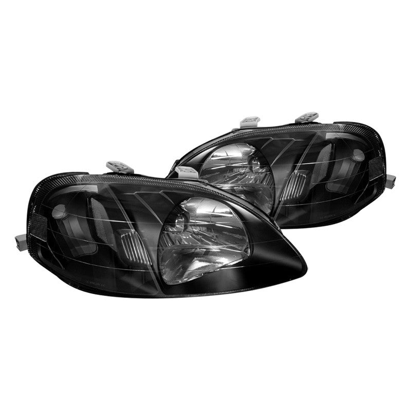 Spec-D 99-00 Honda Civic Headlights Black Amber Reflectors