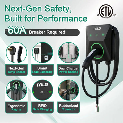 IYILO Pro EV Charger level 2 NACS(J3400)Hardwired with energy meter - 48A