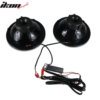 Universal 7In Round Chrome Half White Half Black RGB Halo Headlights
