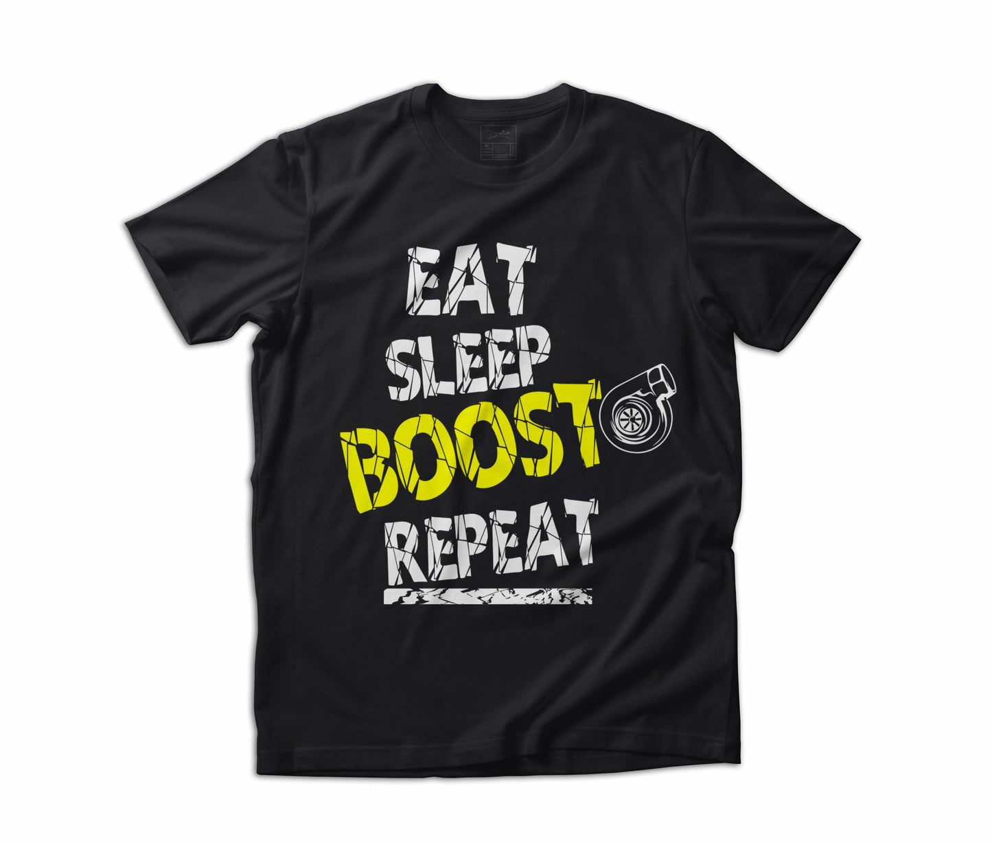 DUEB Eat Sleep Boost Repeat Crew Neck T-Shirts (Yellow Design)