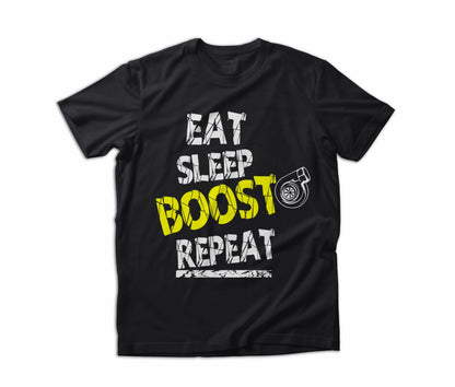 DUEB Eat Sleep Boost Repeat Crew Neck T-Shirts (Yellow Design)