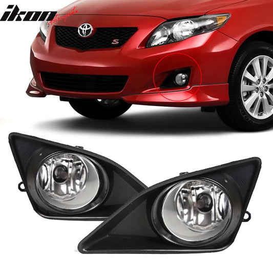 2009-2010 Toyota Corolla Clear w/ Silver Bezel Fog Lights