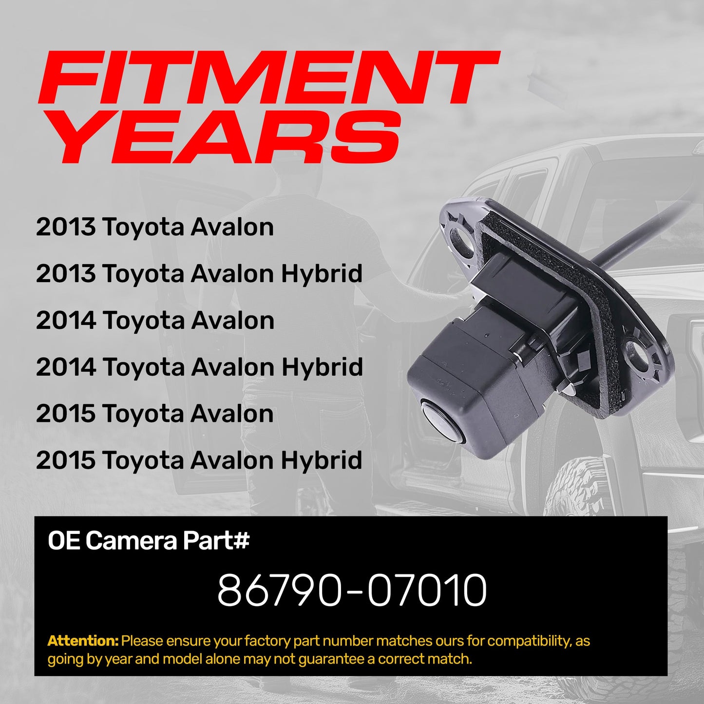 Toyota Avalon + Hybrid (2013-2015) OEM Replacement Backup Camera OE Part # 86790-07010
