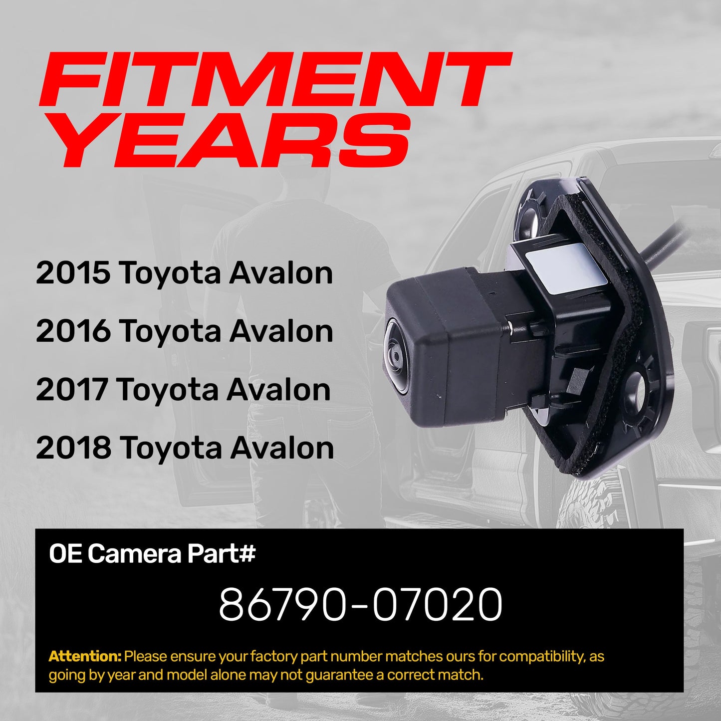 Toyota Avalon (2015-2018) OEM Replacement Backup Camera OE Part # 86790-07020