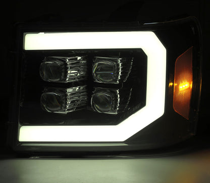 AlphaRex 07-14 GMC 2500HD NOVA LED Proj Headlight Plank Style Matte Blk w/Activ Light/Seq Signal/DRL 880607 *Discontinued
