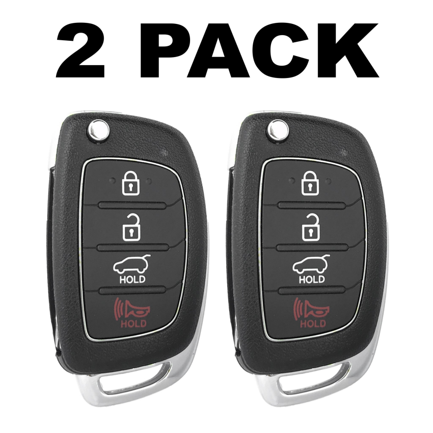 Hyundai Santa Fe 2013-2016 4 Button Flip Key Remote for FCC: TQ8-RKE-3F04 (2 Pack)