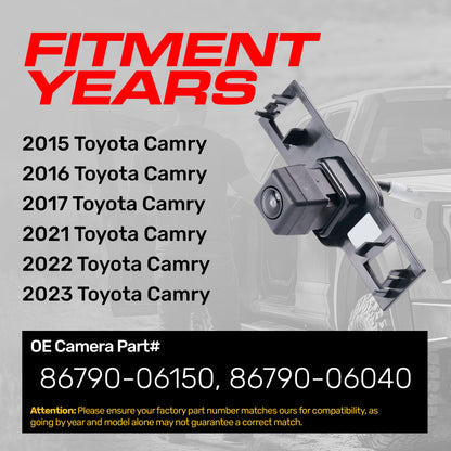 Toyota Camry (2015-2017, 2021-2023) OEM Replacement Backup Camera OE Part # 86790-06040, 86790-06150