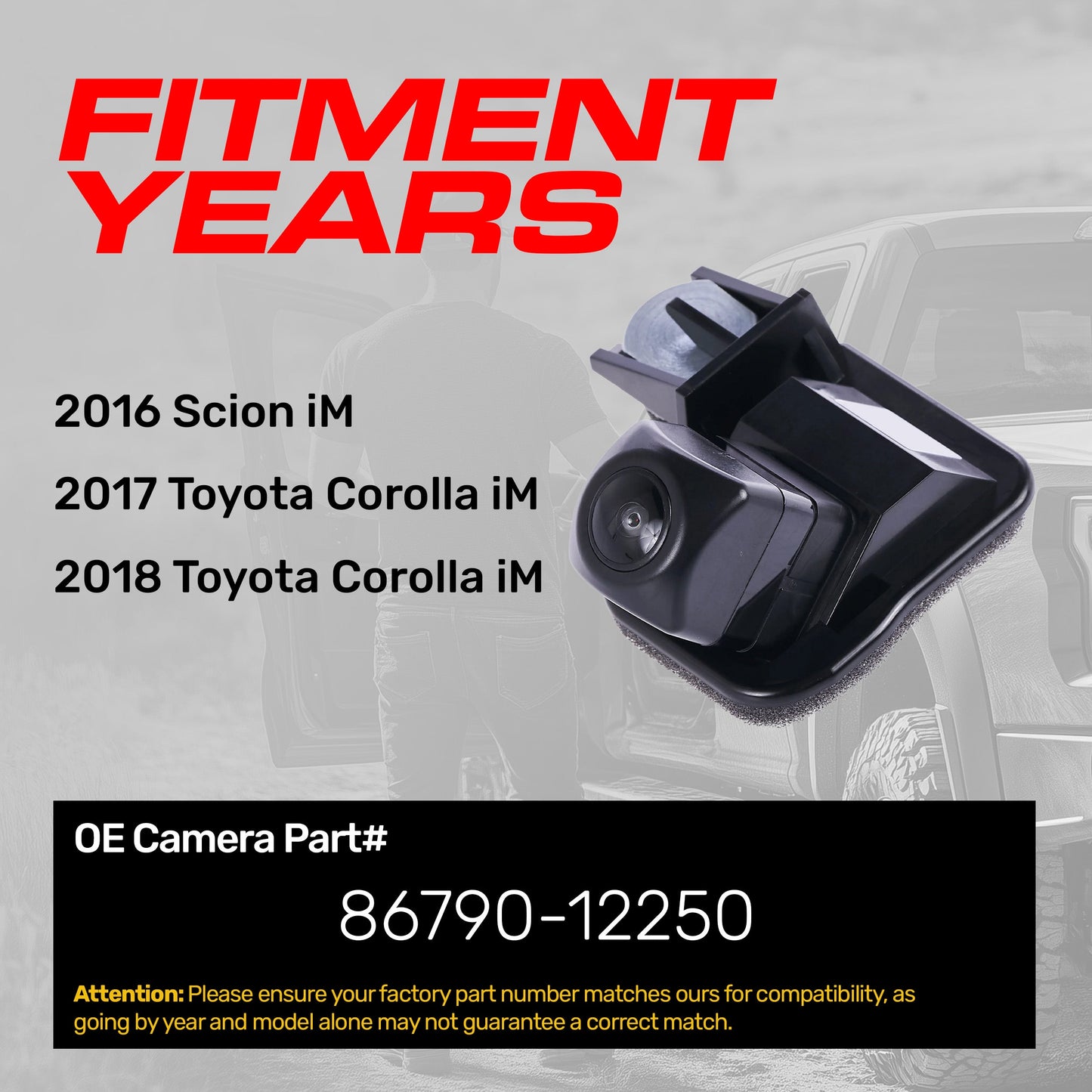 Toyota Corolla iM (2017-2018) / Scion iM (2016) OEM Replacement Backup Camera OE Part # 86790-12250