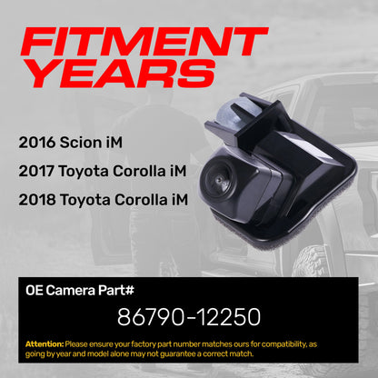 Toyota Corolla iM (2017-2018) / Scion iM (2016) OEM Replacement Backup Camera OE Part # 86790-12250