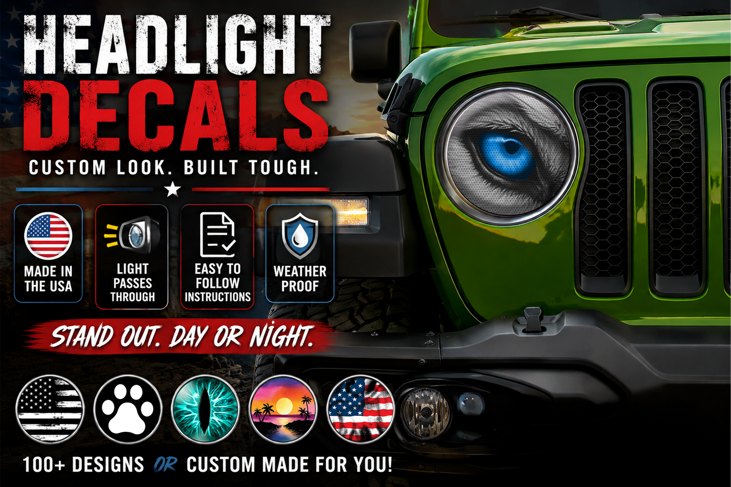 Blue wolf eye for a round beast headlight decal. 30