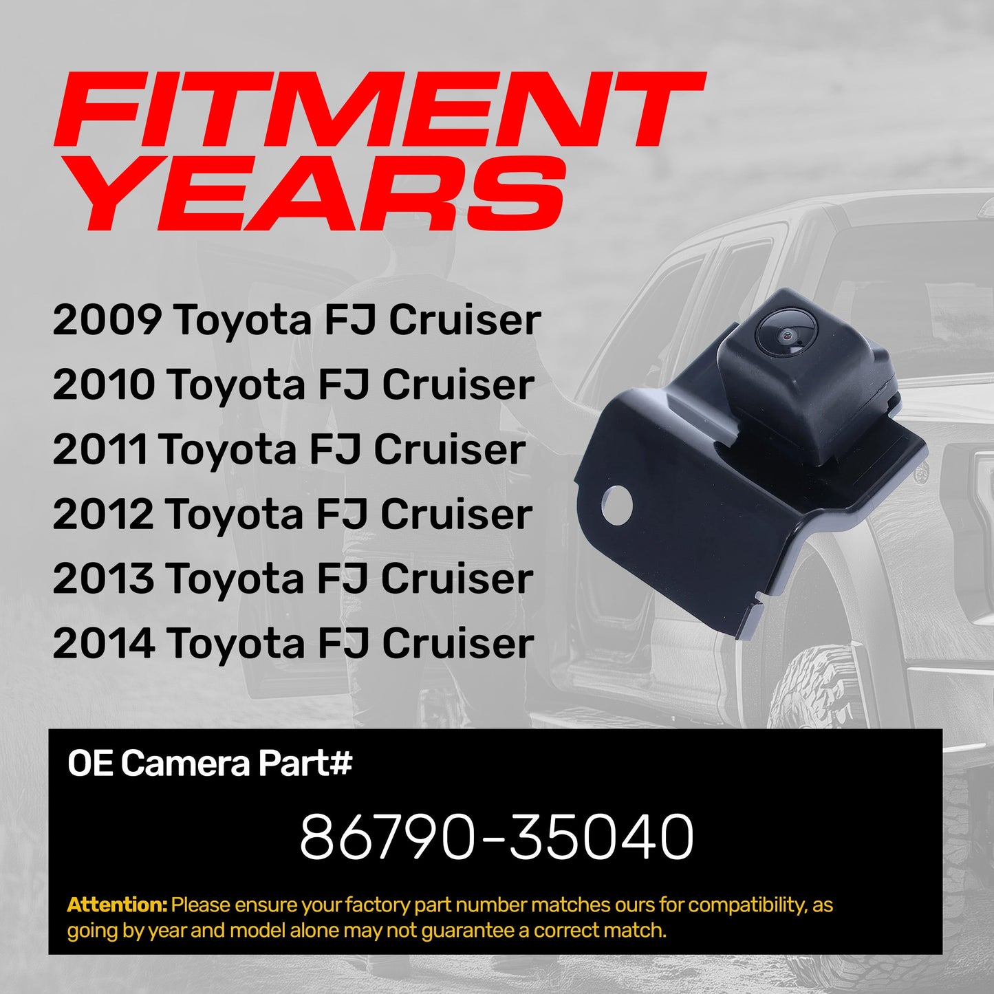 Toyota FJ Cruiser (2009-2014) OEM Replacement Backup Camera OE Part # 86790-35040
