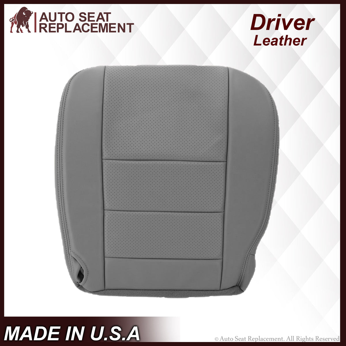 2002-2003 Ford F250 F350 Lariat Perforated Seat Cover in Gray: Choose Leather or Vinyl