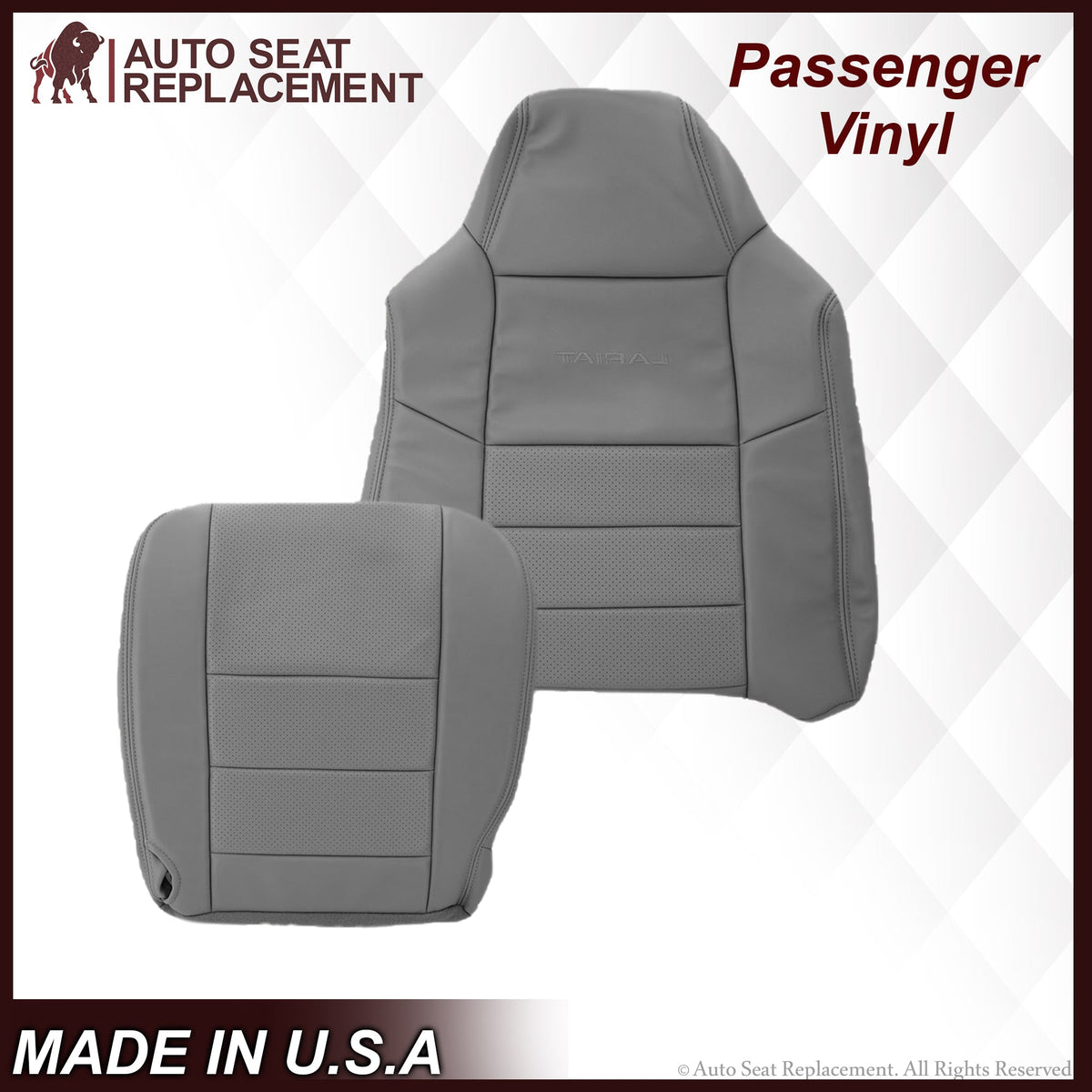 2002-2003 Ford F250 F350 Lariat Perforated Seat Cover in Gray: Choose Leather or Vinyl