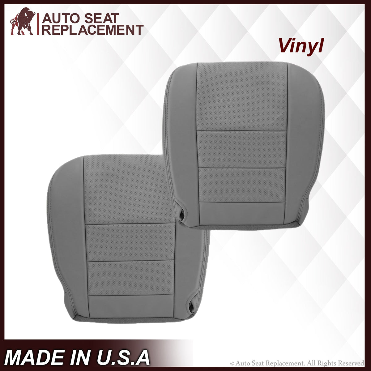 2002-2003 Ford F250 F350 Lariat Perforated Seat Cover in Gray: Choose Leather or Vinyl