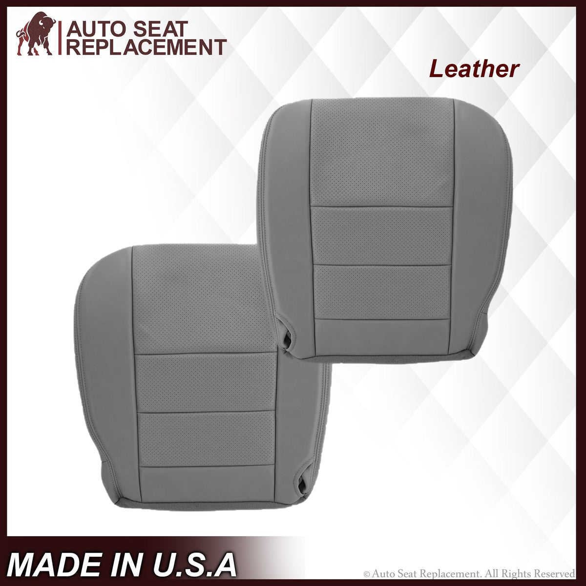 2002-2003 Ford F250 F350 Lariat Perforated Seat Cover in Gray: Choose Leather or Vinyl