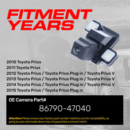 Toyota Prius (2010-2015), V (2012-2014), Plug in (2012-2015) OEM Replacement Backup Camera OE Part # 86790-47040